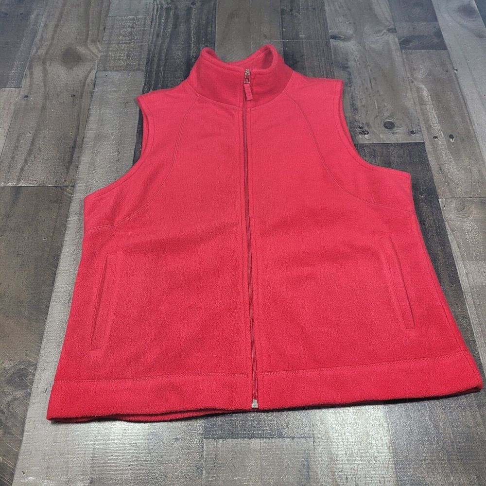 Kim Rogers Women's Solid Fleece Full-Zip Vest Red Size XL See Description